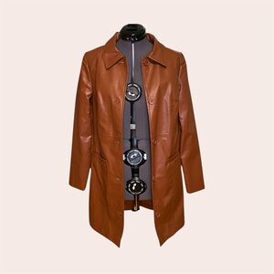 Princess Polly Faux Leather Brown Coat